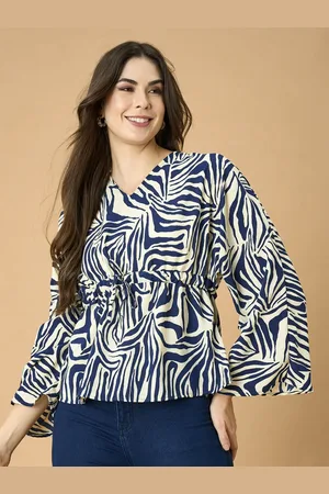 DressBerry Women Print Kimono Sleeve Crepe Top