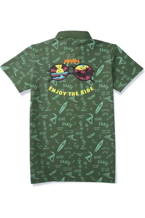Gini and Jony Boys Conversational Printed Polo Collar Cotton T-shirt
