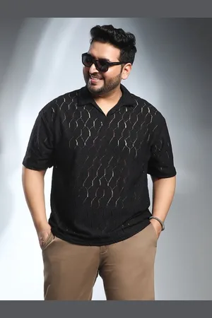 Instafab Men Self Design Polo Collar T-shirt