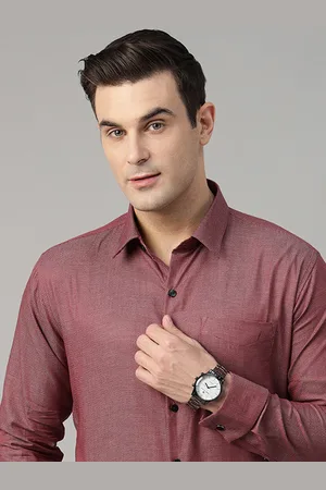 HANCOCK Men Standard Slim Fit Self Design Opaque French Cuff Formal Shirt