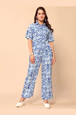 DressBerry White Printed Shirt Collar Short Sleeves Shirt With Trouser