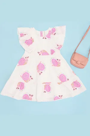 Pantaloons Girls Printed Flutter Sleeve Fit & Flare Dress