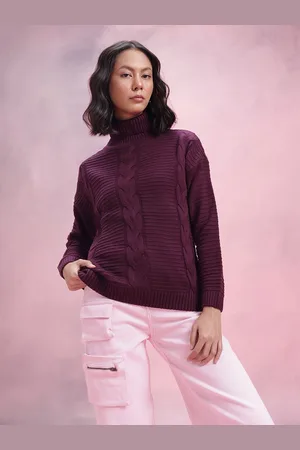 DressBerry Cable Knit Turtle Neck Pullover