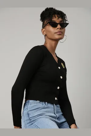 SHOWOFF Women Monochrome Crop Top