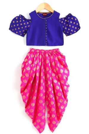 Twisha Girls Printed Round Neck Top with Dhoti Pants