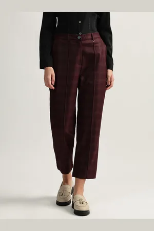 ICONIC Women Checked Straight Fit Trousers
