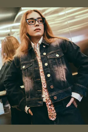 FREAKINS Women Spread Collar Washed Solid Cotton Casual Denim Jacket