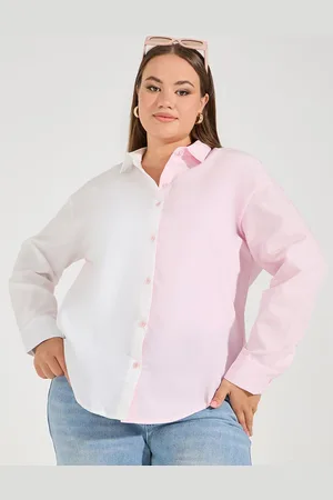 Styli Women Spread Collar Solid Oversized Casual Shirt