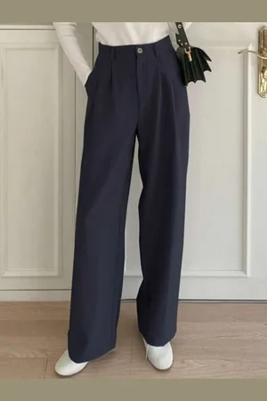 Broadstar Women Smart Loose Fit High-Rise Korean Pants