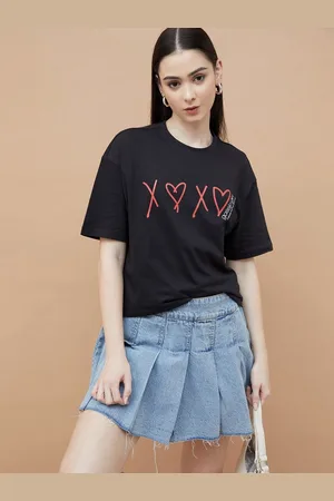 Lifestyle Women Typography Printed Round Neck Cotton Oversized T-shirt