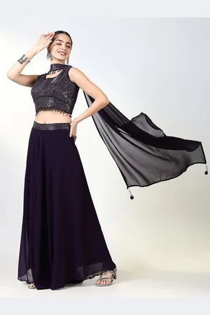 SHOWOFF Women Ethnic Motifs Embroidered Regular Sequinned Top with Palazzos & With Dupatta