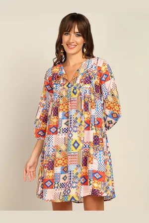 DressBerry Women Floral Print Flared Sleeve Fit & Flare Dress