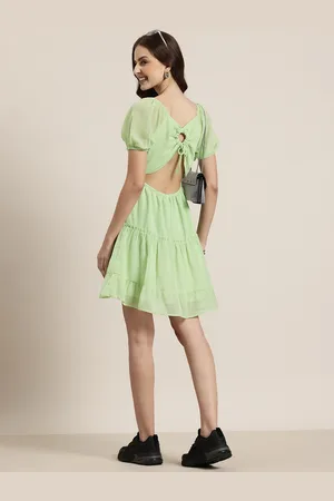 HERE&NOW Puff Sleeve Fit & Flare Mini Dress