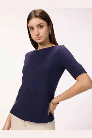 Bombay High Women Boat Neck Cotton Regular Top