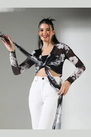SHOWOFF Women Floral Printed Wrap Crop Top