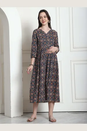 Rajnandini Floral Print Maternity A-Line Midi Dress