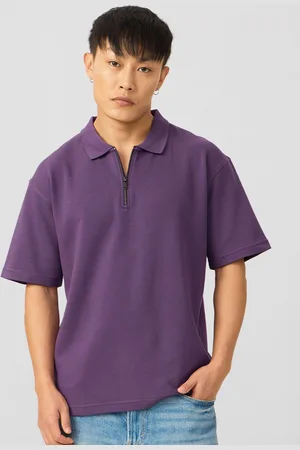 The Souled Store Men Solid Polo Collar Cotton Relaxed Fit T-shirt
