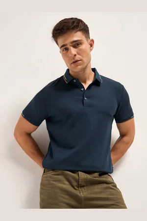 The Bear House Men Solid Polo Collar T-shirt