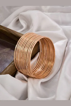 ATIBELLE Set Of 12 Rose Gold-Plated Textured Bangles