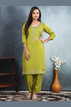 Lilots Women Floral Yoke Design Layered Kurta with Trousers