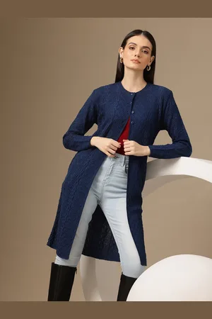 Chemistry Women Floral Woollen Longline Cardigan