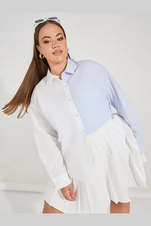 Styli Women Plus Size Spread Collar Colourblocked Oversized Casual Shirt
