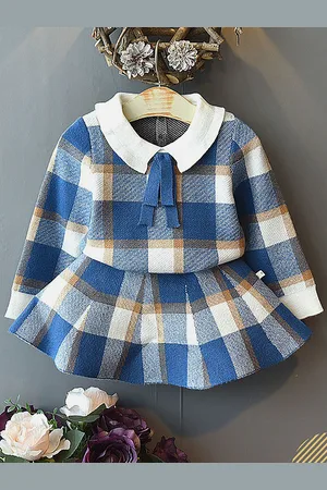 Little Surprise Box LLP Girls Checked Top with Skirt