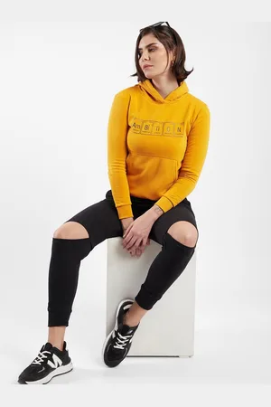 Campus Women Printed Hooded Pullover Cotton Sweatshirt