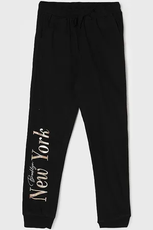 Lifestyle Girls Typography Printed Pure Cotton Joggers