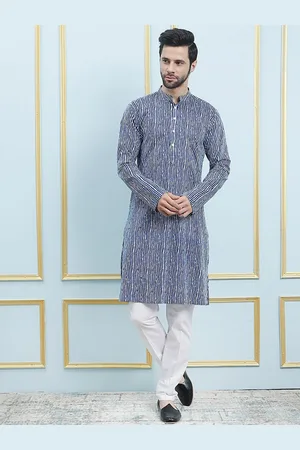 See Designs Printed Mandarin Collar Pure Cotton Kurta with Pyjamas