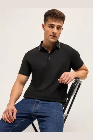 The Bear House Men Solid Polo Collar T-shirt