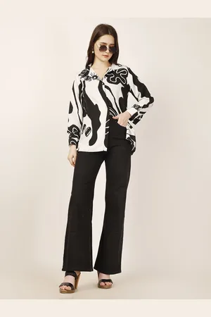 DressBerry Women Spread Collar Abstract Printed Cotton Casual Shirt