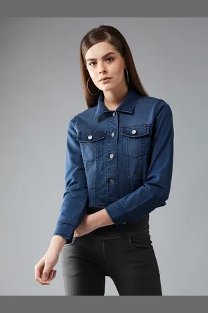 DOLCE CRUDO Women Blue Solid Denim Jacket