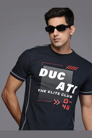 DUCATI Brand Logo Printed Pure Cotton T-shirt