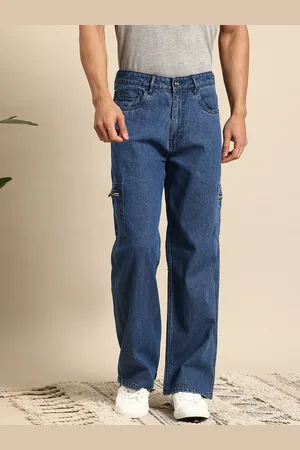 Mast & Harbour Men Straight-Fit Pure Cotton Cargo-Style Jeans