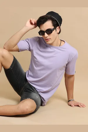 Bushirt Men Solid Round Neck Cotton T-shirt