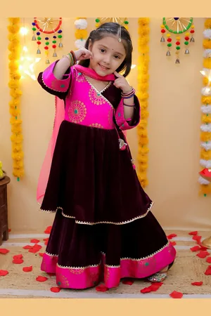 BownBee Girls Kurta with Sharara & Dupatta