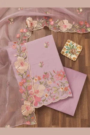 Koskii Floral Embroidered Unstitched Dress Material