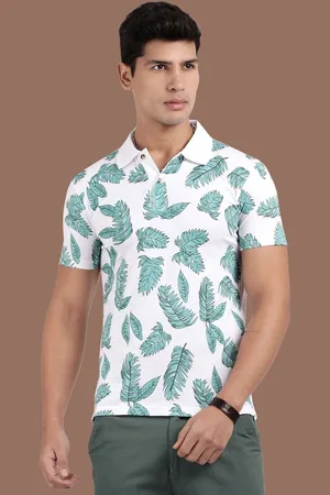 Kryptic Men Floral Printed Polo Collar Cotton T-shirt