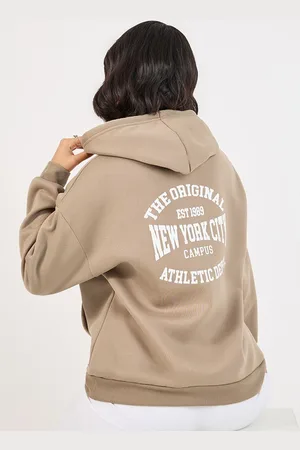 Styli Women Typography Printed Oversized Fit Longline Hoodie