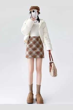LULU & SKY Women Checked Knitted Mini Skirt
