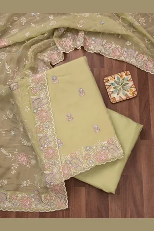 Koskii Floral Embroidered Thread Work Unstitched Dress Material