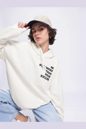 DressBerry Cozy Culture Printed Hooded Relaxed Sweatshirt