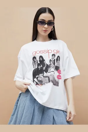 Lifestyle Women Typography Printed Round Neck Cotton Oversized T-shirt