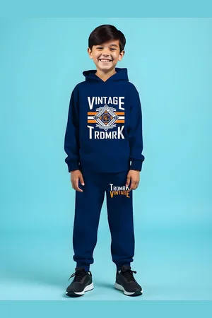 HERE&NOW Boys Hooded Printed Sweatshirt With Joggers
