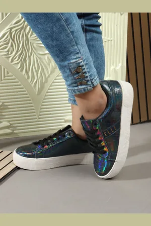 Elle Women Textured Round Toe Lace-Ups Sneakers