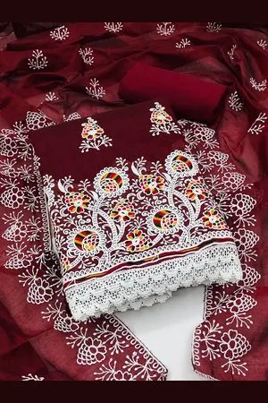 Ishin Floral Embroidered Unstitched Dress Material
