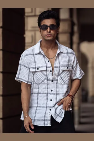 Powerlook Men Opaque Checked Cotton Casual Shirt