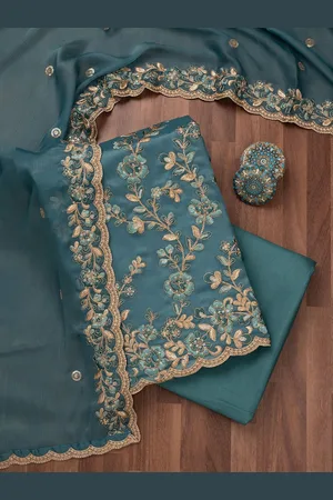 Koskii Floral Embellished Unstitched Dress Material