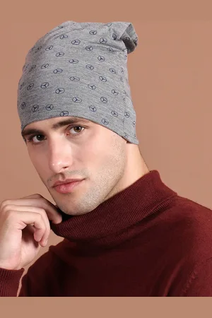 VIMAL JONNEY Men Grey Melange Printed Beanie
